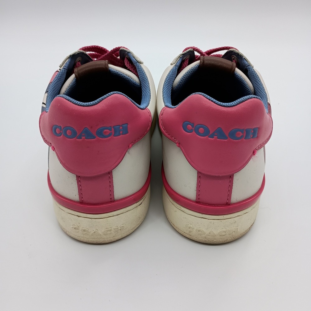 Coach G5101 Love Graphic Low Top Sneakers White Pink Blue Womens 6B - Picture 2 of 8